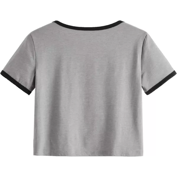 SweatyRocks Women's Cactus Print Crop Top Summer Short Sleeve Graphic T-Shirts