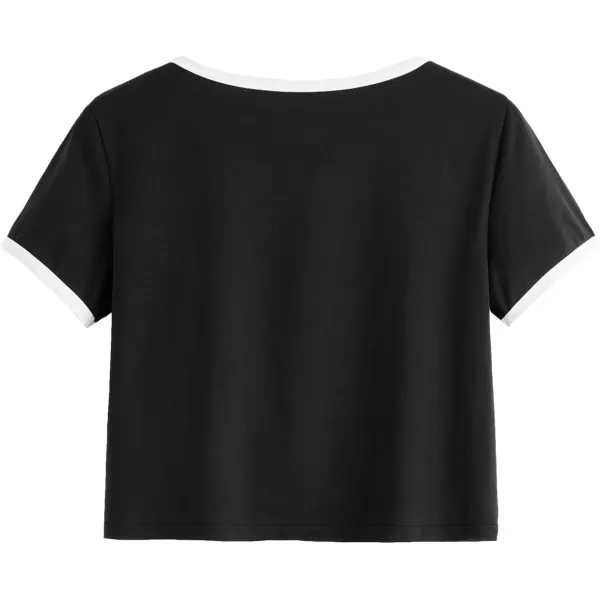 SweatyRocks Women's Cactus Print Crop Top Summer Short Sleeve Graphic T-Shirts