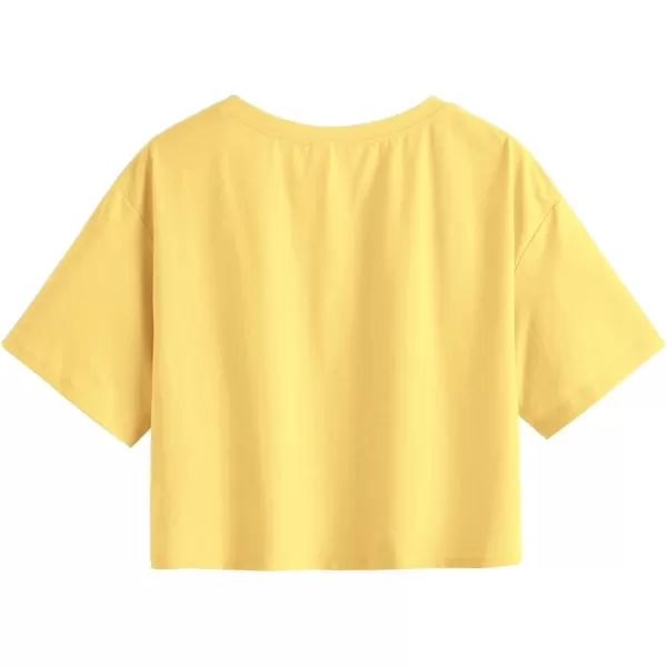 SweatyRocks Women's Cactus Print Crop Top Summer Short Sleeve Graphic T-Shirts