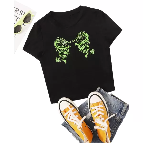 SweatyRocks Women's Cactus Print Crop Top Summer Short Sleeve Graphic T-Shirts