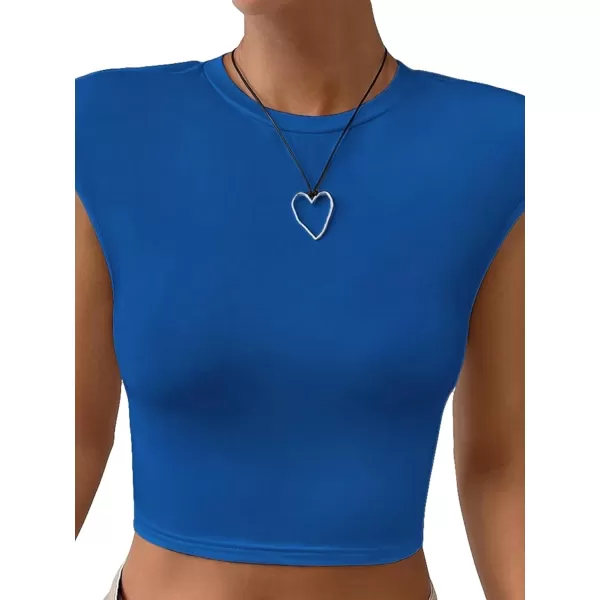 SweatyRocks Women's Cap Sleeve Crewneck Twist Backless Slim Fit Solid Crop Tee Top