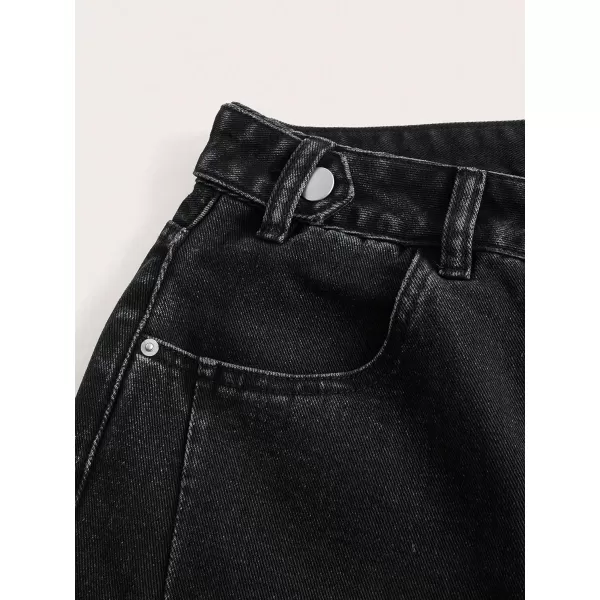 SweatyRocks Women's Casual High Rise Jean Shorts Straight Leg Zip Up Bermuda Denim Shorts