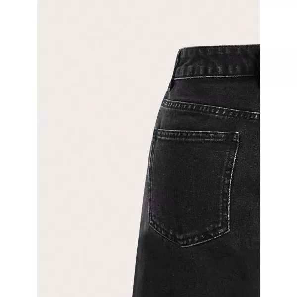 SweatyRocks Women's Casual High Rise Jean Shorts Straight Leg Zip Up Bermuda Denim Shorts