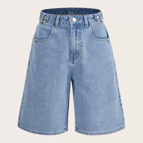 SweatyRocks Women's Casual High Rise Jean Shorts Straight Leg Zip Up Bermuda Denim Shorts