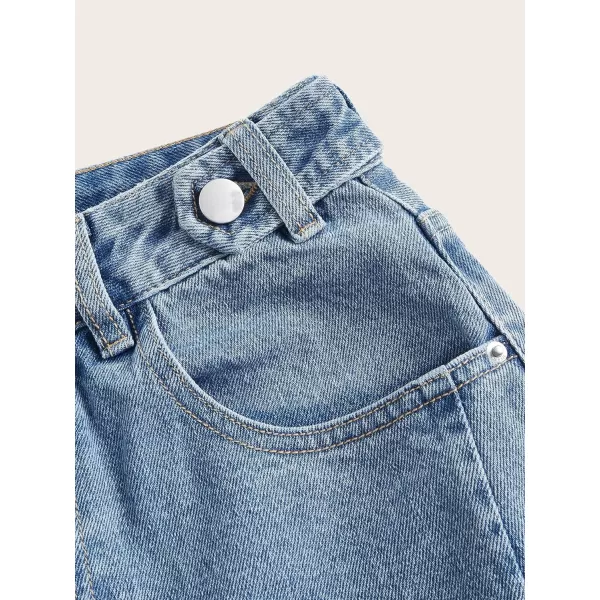 SweatyRocks Women's Casual High Rise Jean Shorts Straight Leg Zip Up Bermuda Denim Shorts
