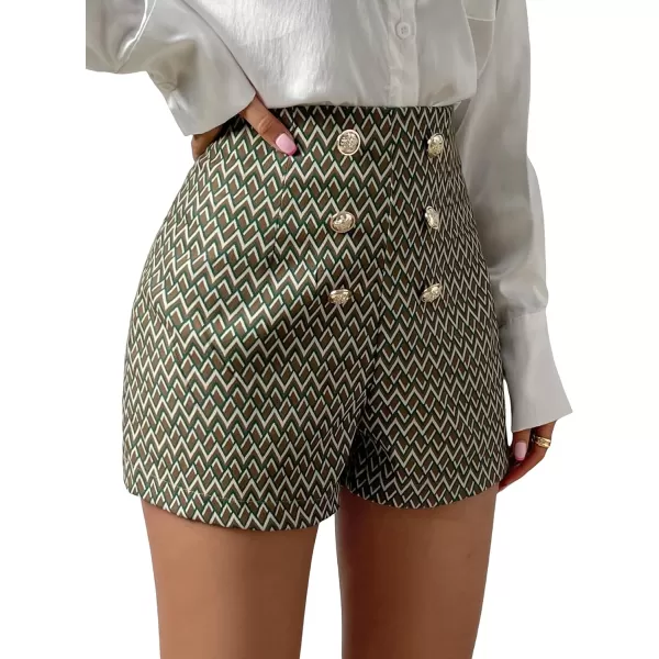 SweatyRocks Women's Casual High Waisted Shorts Pants Front Button Retro Vintage Shorts