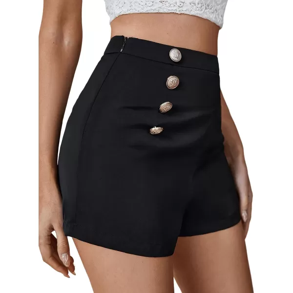 SweatyRocks Women's Casual High Waisted Shorts Pants Front Button Retro Vintage Shorts