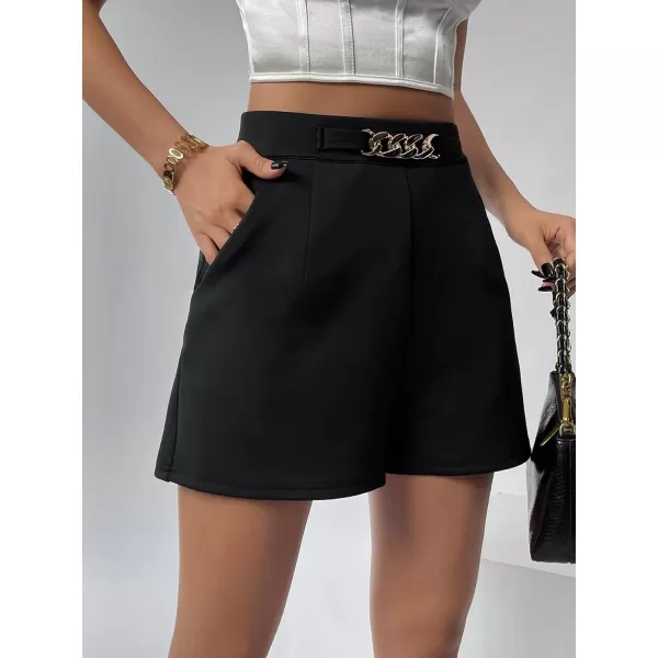 SweatyRocks Women's Casual High Waisted Shorts Pants Front Button Retro Vintage Shorts