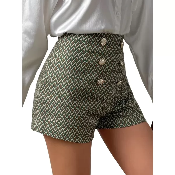 SweatyRocks Women's Casual High Waisted Shorts Pants Front Button Retro Vintage Shorts