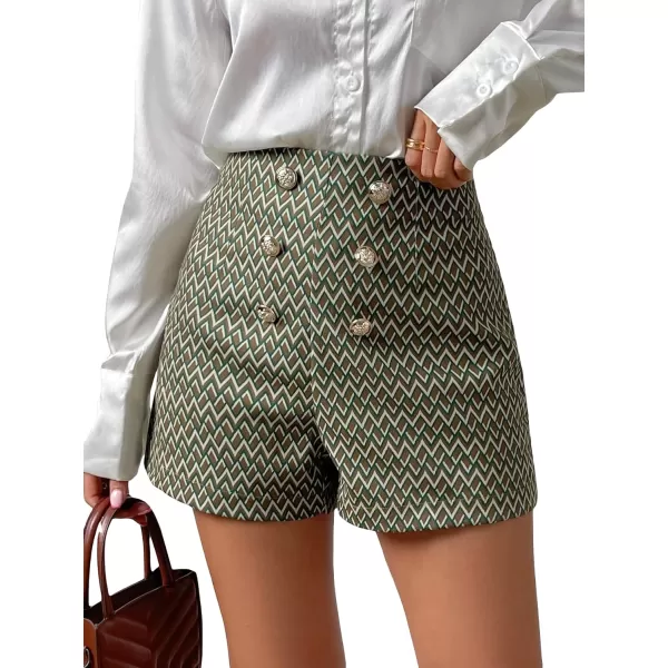 SweatyRocks Women's Casual High Waisted Shorts Pants Front Button Retro Vintage Shorts