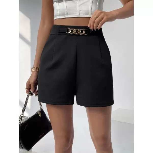SweatyRocks Women's Casual High Waisted Shorts Pants Front Button Retro Vintage Shorts