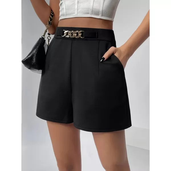 SweatyRocks Women's Casual High Waisted Shorts Pants Front Button Retro Vintage Shorts