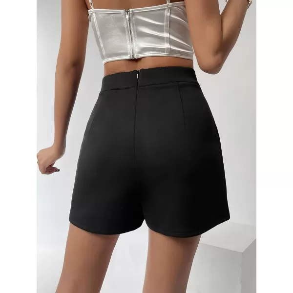 SweatyRocks Women's Casual High Waisted Shorts Pants Front Button Retro Vintage Shorts
