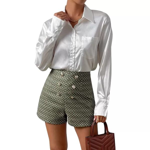 SweatyRocks Women's Casual High Waisted Shorts Pants Front Button Retro Vintage Shorts
