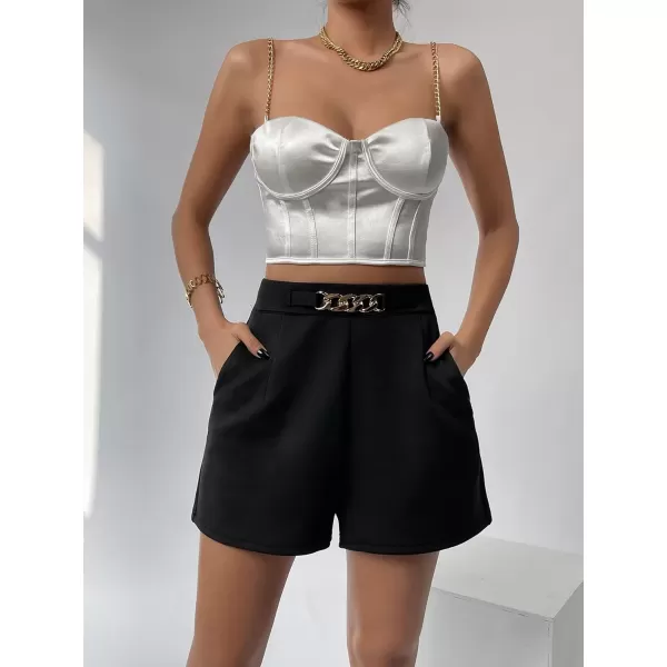 SweatyRocks Women's Casual High Waisted Shorts Pants Front Button Retro Vintage Shorts