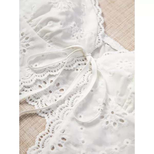 SweatyRocks Women's Casual Hollow Out Tie Front Cami Top Lace Trim Slim Fit Crop Tops