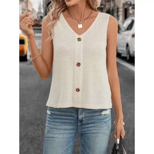 SweatyRocks Women's Casual Round Neck Tank Top Button Front Sleeveless Striped Shirt
