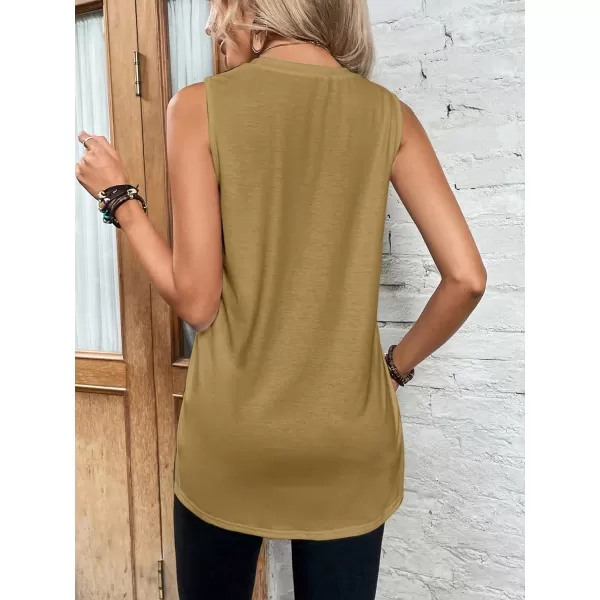 SweatyRocks Women's Casual Round Neck Tank Top Button Front Sleeveless Striped Shirt