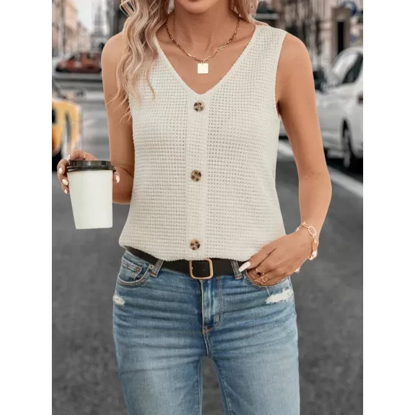 SweatyRocks Women's Casual Round Neck Tank Top Button Front Sleeveless Striped Shirt