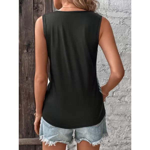 SweatyRocks Women's Casual Round Neck Tank Top Button Front Sleeveless Striped Shirt