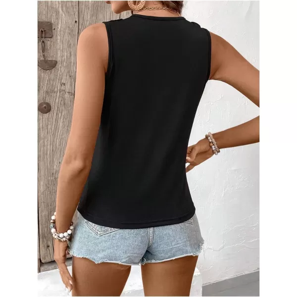 SweatyRocks Women's Casual Round Neck Tank Top Button Front Sleeveless Striped Shirt