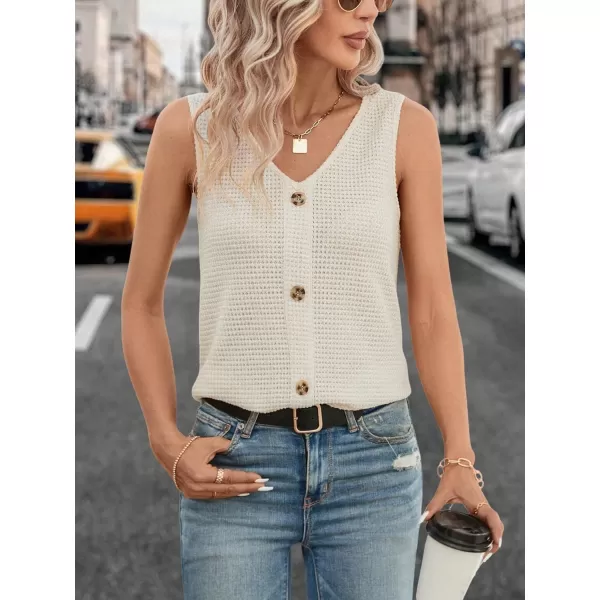 SweatyRocks Women's Casual Round Neck Tank Top Button Front Sleeveless Striped Shirt
