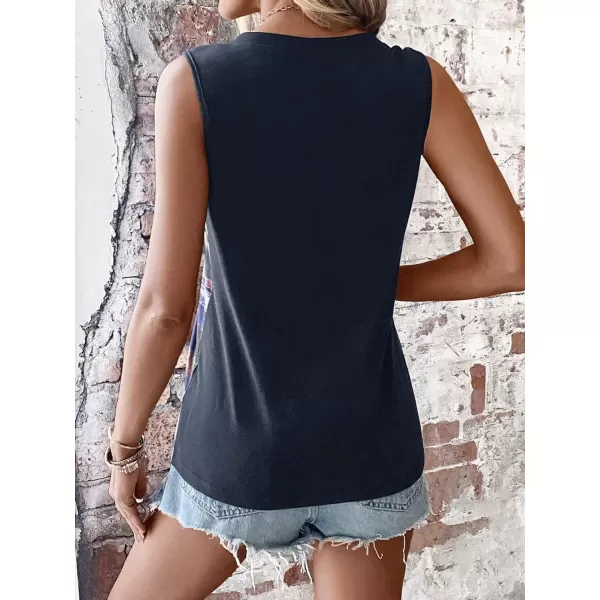 SweatyRocks Women's Casual Round Neck Tank Top Button Front Sleeveless Striped Shirt