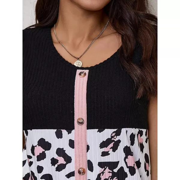 SweatyRocks Women's Casual Round Neck Tank Top Button Front Sleeveless Striped Shirt