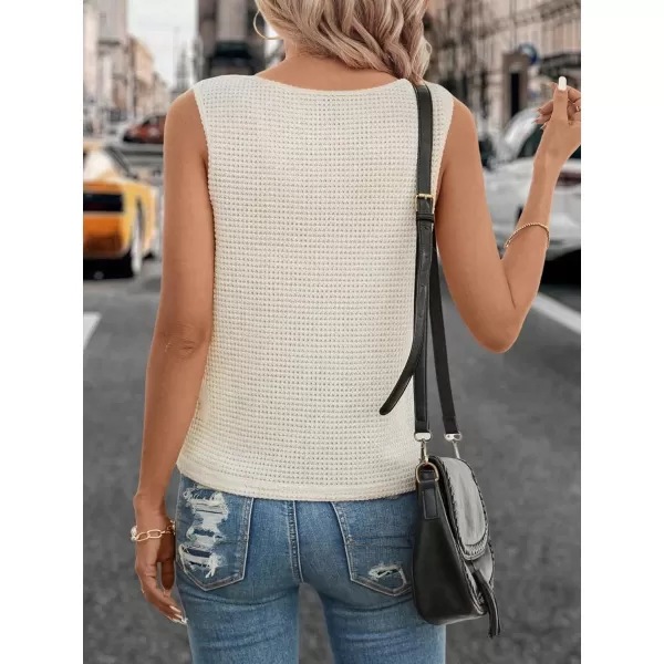 SweatyRocks Women's Casual Round Neck Tank Top Button Front Sleeveless Striped Shirt