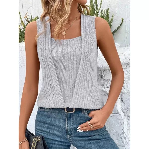 SweatyRocks Women's Casual Round Neck Tank Top Button Front Sleeveless Striped Shirt