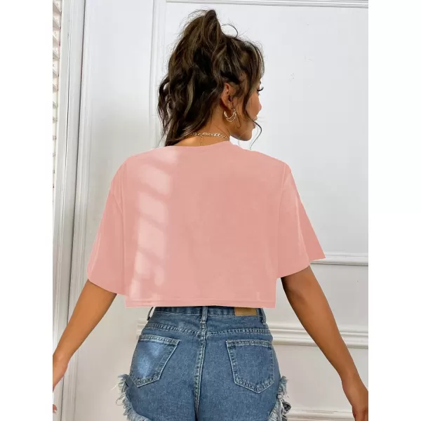 SweatyRocks Women's Casual Short Sleeve Round Neck Reflective Graphic Print Crop Top Tee Shirt