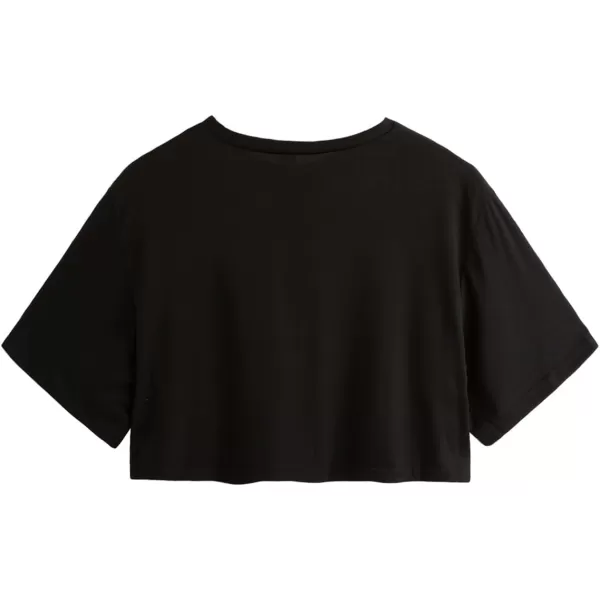 SweatyRocks Women's Casual Short Sleeve Round Neck Reflective Graphic Print Crop Top Tee Shirt