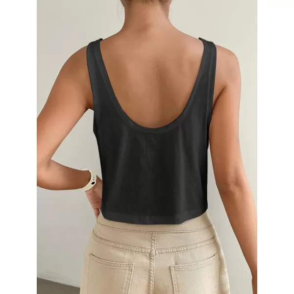 SweatyRocks Women's Casual Sleeveless Scoop Neck Top Basic Solid Loose Fit Crop Tank Top