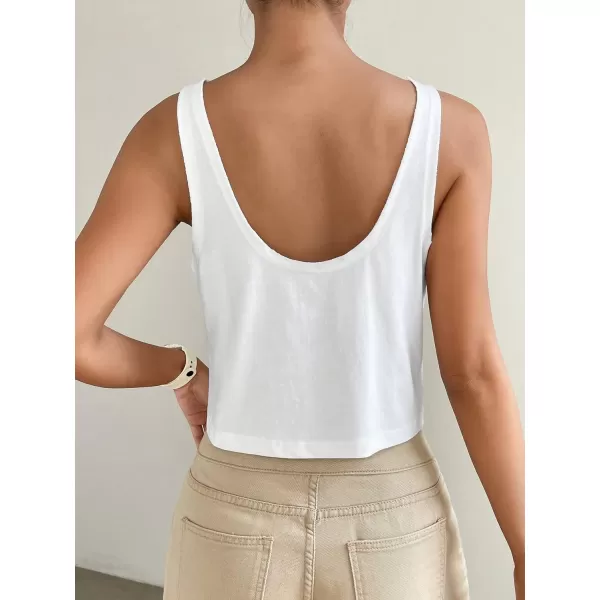 SweatyRocks Women's Casual Sleeveless Scoop Neck Top Basic Solid Loose Fit Crop Tank Top