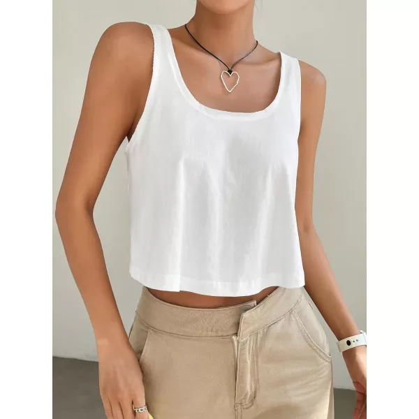 SweatyRocks Women's Casual Sleeveless Scoop Neck Top Basic Solid Loose Fit Crop Tank Top