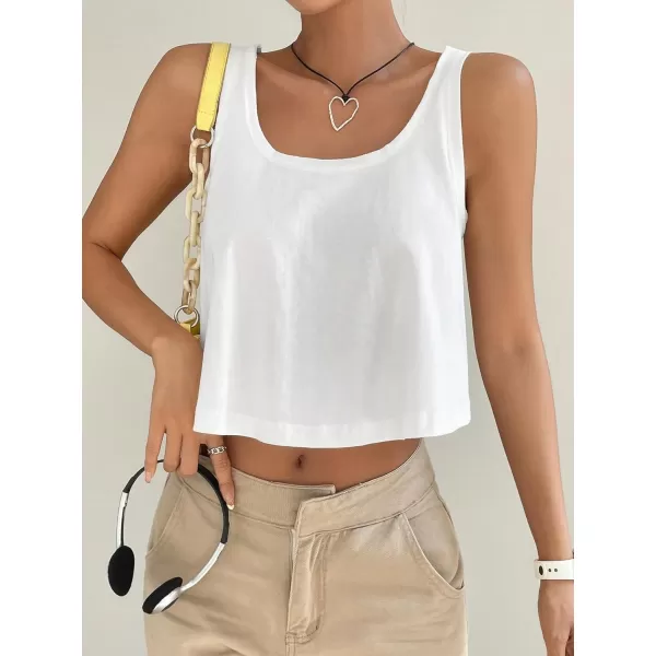 SweatyRocks Women's Casual Sleeveless Scoop Neck Top Basic Solid Loose Fit Crop Tank Top