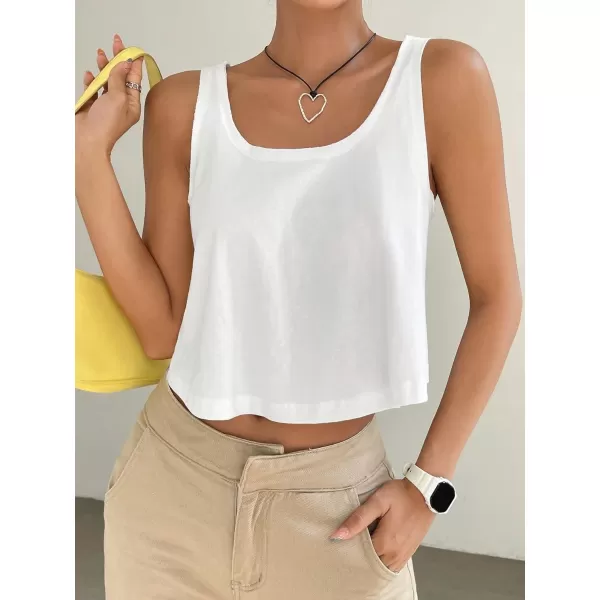 SweatyRocks Women's Casual Sleeveless Scoop Neck Top Basic Solid Loose Fit Crop Tank Top