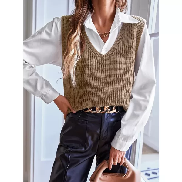 SweatyRocks Women's Casual Stripe V Neck Sleeveless Sweater Vests Ribbed Knit Tank Vests