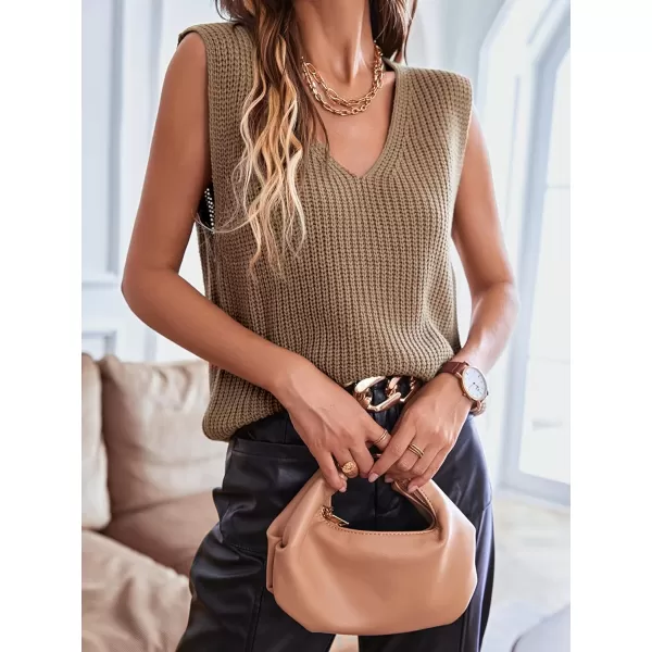 SweatyRocks Women's Casual Stripe V Neck Sleeveless Sweater Vests Ribbed Knit Tank Vests