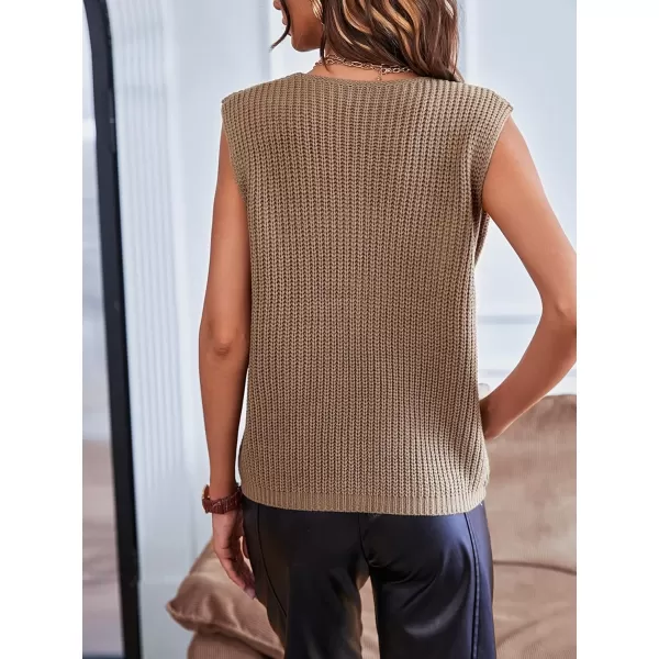 SweatyRocks Women's Casual Stripe V Neck Sleeveless Sweater Vests Ribbed Knit Tank Vests