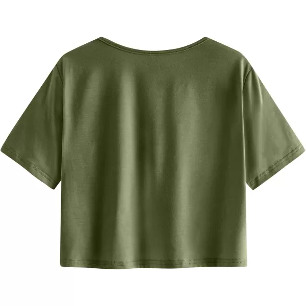 SweatyRocks Women's Casual V Neck Short Sleeve Soild Basic Crop Top T-Shirt