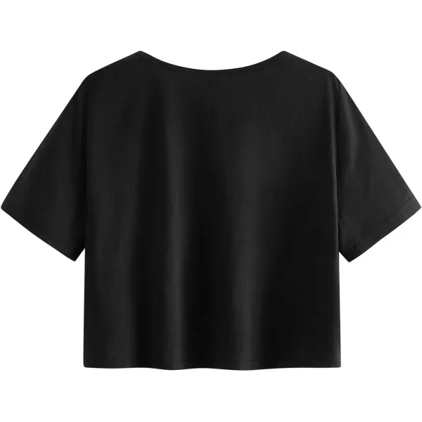SweatyRocks Women's Casual V Neck Short Sleeve Soild Basic Crop Top T-Shirt