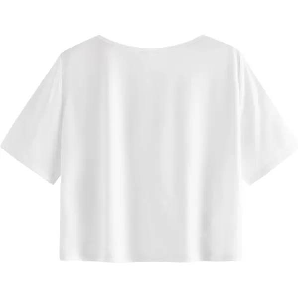 SweatyRocks Women's Casual V Neck Short Sleeve Soild Basic Crop Top T-Shirt