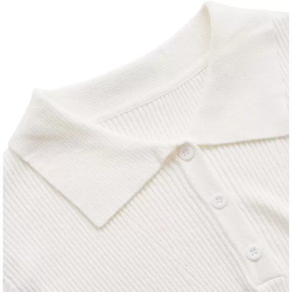 SweatyRocks Women's Collar Half Button Short Sleeve Striped Crop Top T-Shirts