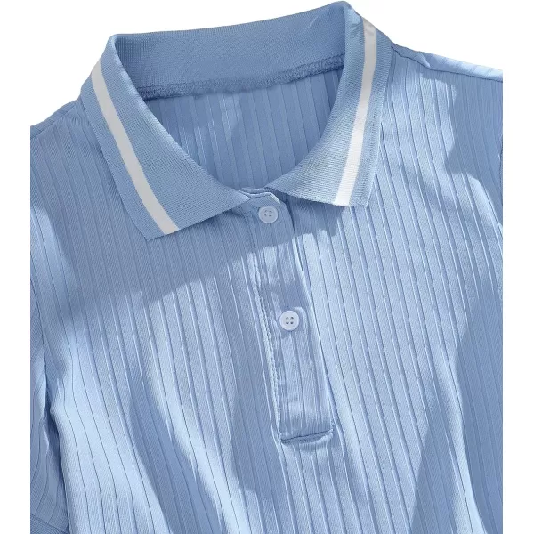 SweatyRocks Women's Collar Half Button Short Sleeve Striped Crop Top T-Shirts