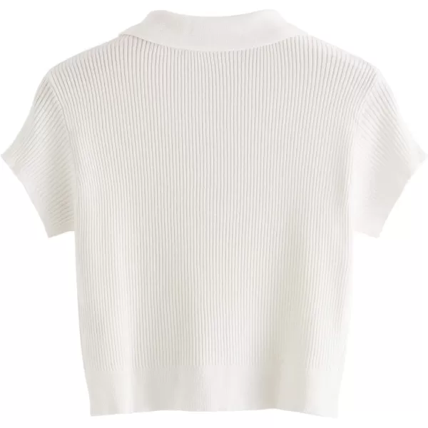 SweatyRocks Women's Collar Half Button Short Sleeve Striped Crop Top T-Shirts
