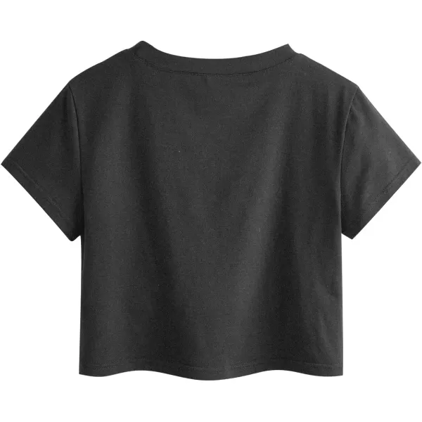 SweatyRocks Women's Cute Floral Print Cropped Tee Short Sleeve Crop Top