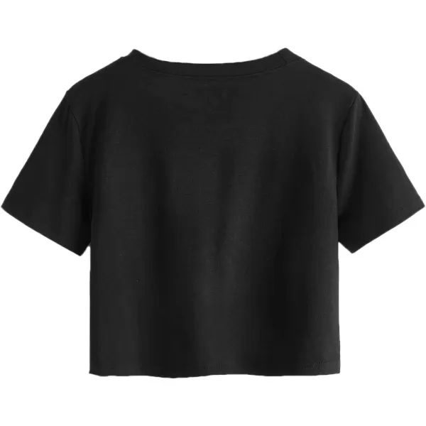 SweatyRocks Women's Cute Floral Print Cropped Tee Short Sleeve Crop Top
