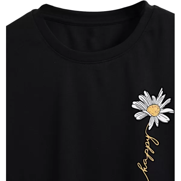 SweatyRocks Women's Cute Floral Print Cropped Tee Short Sleeve Crop Top