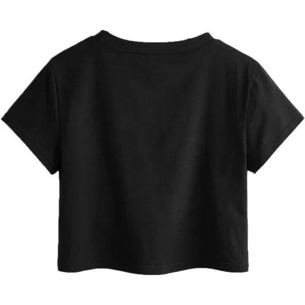 SweatyRocks Women's Cute Floral Print Cropped Tee Short Sleeve Crop Top